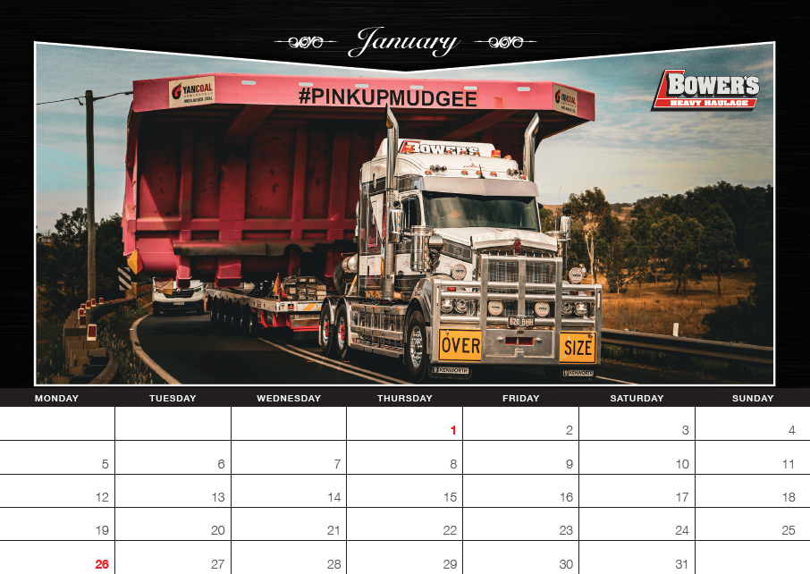2026 Bower's Heavy Haulage A3 Calendar